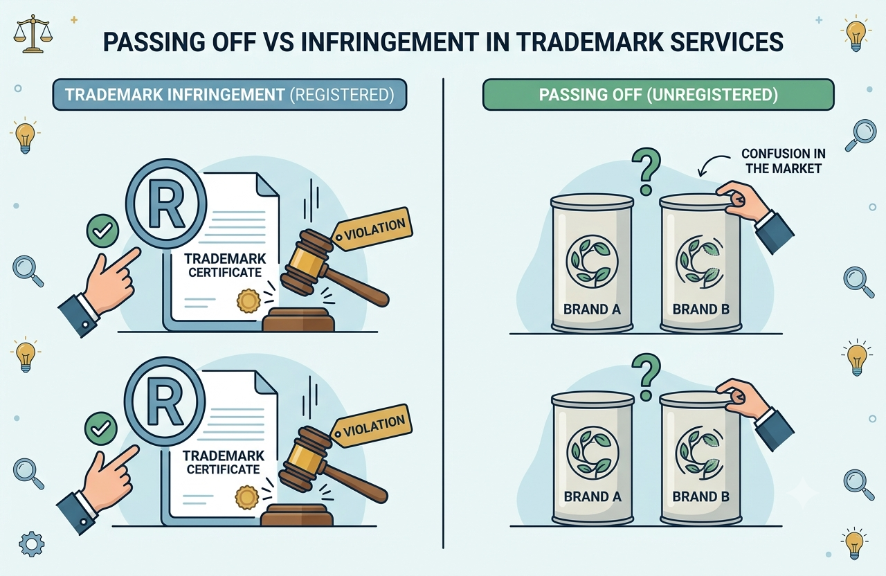 Understand the key difference between trademark infringement vs passing offf