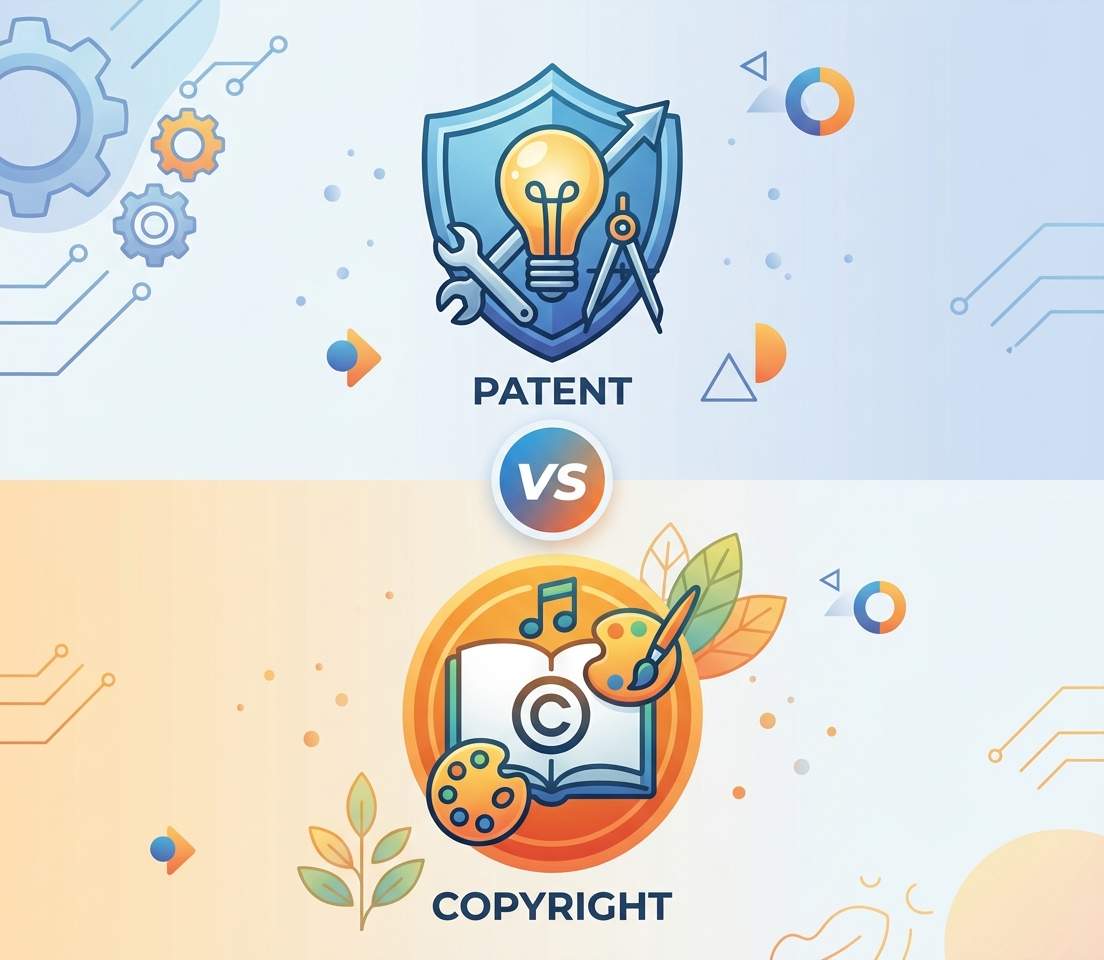 the difference between patent vs copyright